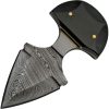 Damascus Black Widow Push Dagger - Double Edge Horn Handle