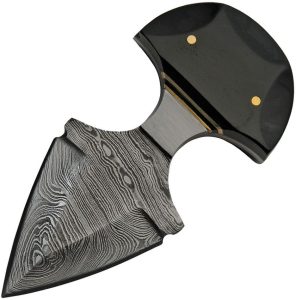 DM1248.jpg Damascus Black Widow Push Dagger - Double Edge Horn Handle