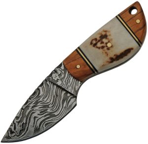 DM1249.jpg Damascus Wild Stag Skinner Fixed Blade - Bone and Wood