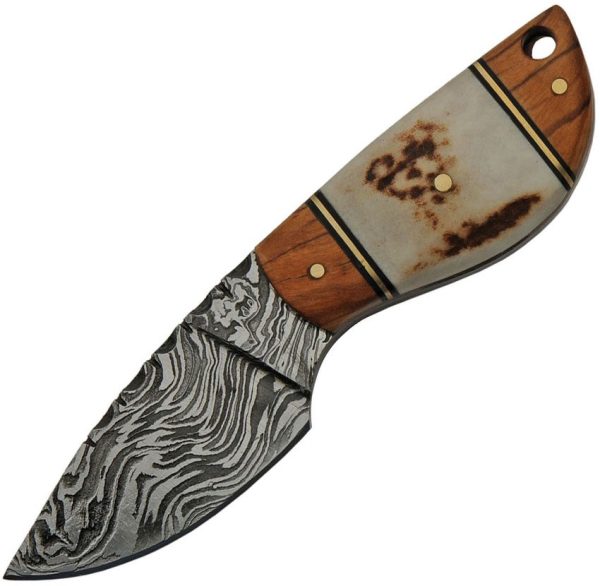 DM1249.jpg Damascus Wild Stag Skinner Fixed Blade - Bone and Wood