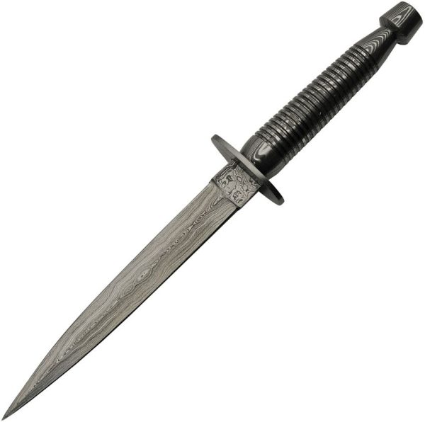 Damascus Commando Dagger 7.25" Double Edge Fixed Blade