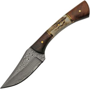 DM1269.jpg Damascus Skinner Stag Bone Fixed Blade Knife