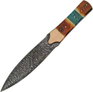 Damascus Flint Fixed Blade Spear Point 7.5" Damascus Steel Knife
