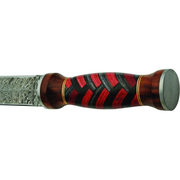 Damascus Fixed Blade Red/Black 12.25" Damascus Steel Knife