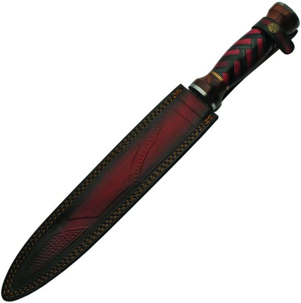 Damascus Fixed Blade Red/Black 12.25" Damascus Steel Knife