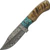 Damascus Hunter Ram's Horn Fixed Blade Knife 4.25" Damascus Steel