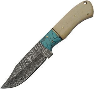 DM1275.jpg Damascus Hunter Bone Fixed Blade Knife 4.75" Damascus Steel