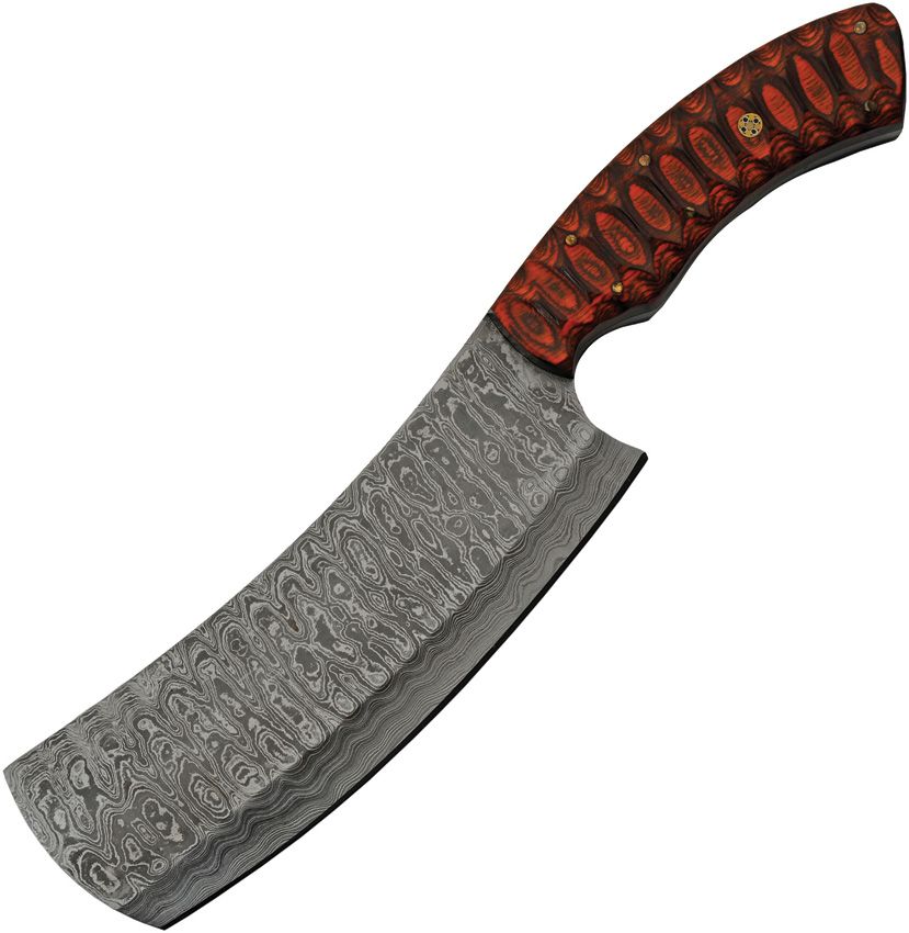 DM1276.jpg Damascus 6.75" Damascus Steel Cleaver with Black Red Wood Handle