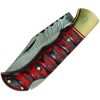 Damascus Red and Black Lockback Folding Knife Damascus Steel
