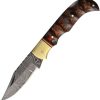 Damascus Twisted Wood Lockback Folding Knife 3" Damascus Blade