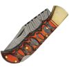Damascus Twisted Wood Lockback Folding Knife 3" Damascus Blade