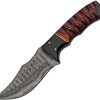 DM1288.jpg Damascus Fixed Blade 4" Damascus Steel Wood Handle Knife