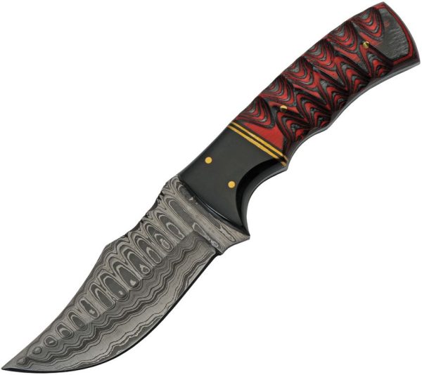 DM1288.jpg Damascus Fixed Blade 4" Damascus Steel Wood Handle Knife