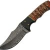 Damascus Fixed Blade Wood Handle 3.75" Damascus Steel Knife