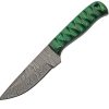 Damascus Exotic Hunter Green 4" Damascus Steel Fixed Blade Knife