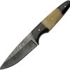 Damascus Fixed Blade Buffalo Horn Camel Bone 4.5" Knife