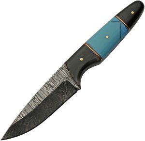 DM1293TR.jpg Damascus Fixed Blade Buffalo Horn Turquoise 4.5" Damascus Steel