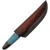 Damascus Fixed Blade Buffalo Horn Turquoise 4.5" Damascus Steel