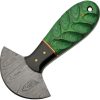 Damascus Cutter Green Pakkawood Ulu Blade Knife