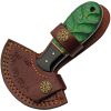 Damascus Cutter Green Pakkawood Ulu Blade Knife