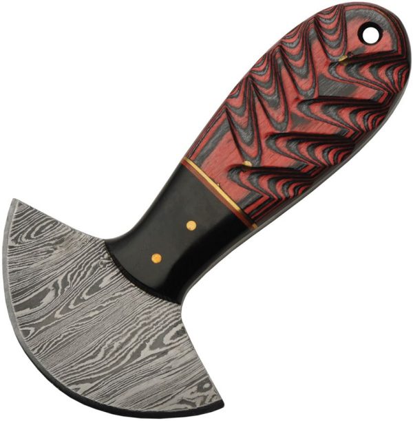 Damascus Cutter Red Pakkawood Ulu Blade Knife