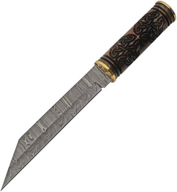 DM1299.jpg Damascus Celtic Triquetra Seax 8.5" Damascus Blade Fixed Knife