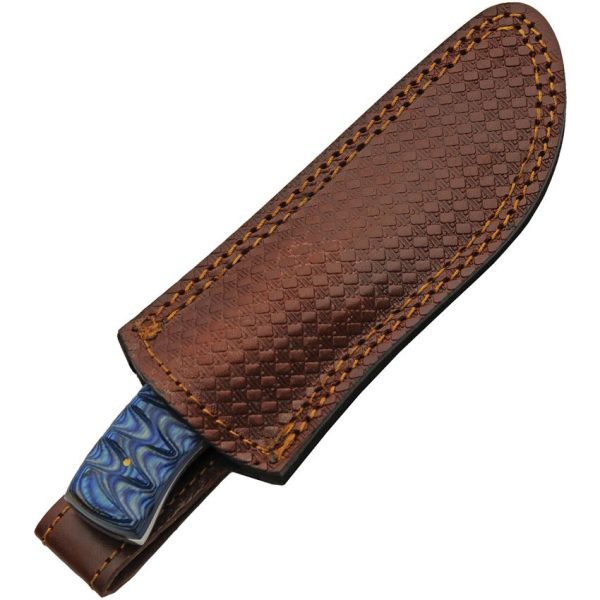 Damascus Blue Lake Ripple Hunter 4" Damascus Fixed Blade Knife