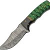 Damascus Forest Breeze 4" Damascus Steel Fixed Blade Green Handle