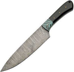 DM1305.jpg Damascus Hunter Horn Fixed Blade Knife 7.5" Damascus Steel