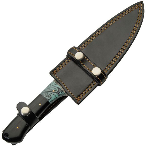 Damascus Hunter Horn Fixed Blade Knife 7.5" Damascus Steel