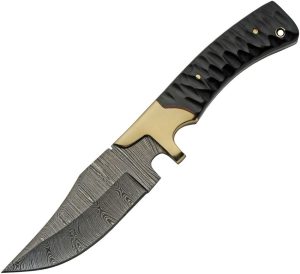 DM1308.jpg Damascus Brass Skinner Micarta Fixed Blade Knife 9 inch