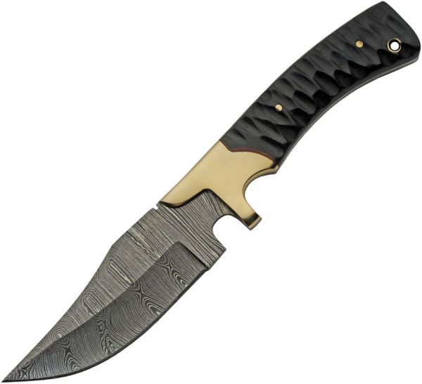 DM1308.jpg Damascus Brass Skinner Micarta Fixed Blade Knife 9 inch