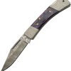 Damascus Opal Blue Lockback Folding Knife 3.5" Damascus Steel