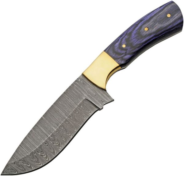 Damascus Opal Blue Hunter 4.5 inch Blade Knife