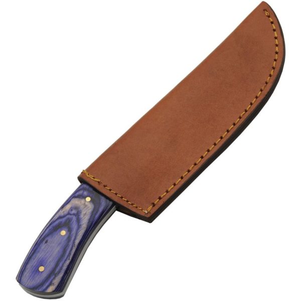 Damascus Opal Blue Hunter 4.5 inch Blade Knife