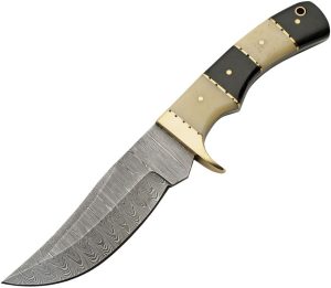 DM1313HB.jpg Damascus Hunter Horn Bone 5 inch Blade Fixed Knife