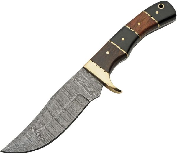 DM1313HW.jpg Damascus Hunter Horn Walnut Fixed Blade Knife 5" Damascus Steel