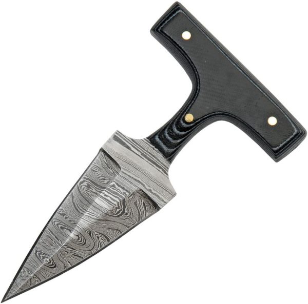Damascus Push Dagger Black Micarta - 3 inches Damascus Blade