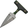 Damascus Push Dagger Green Micarta - 3 inches Damascus Blade