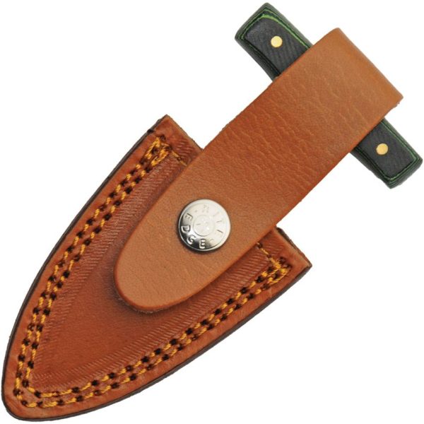 Damascus Push Dagger Green Micarta - 3 inches Damascus Blade