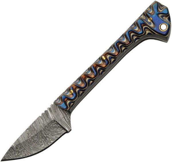 DM1320BL.jpg Damascus Prideful Fang Caper Blue Pakkawood - 2.63 inches