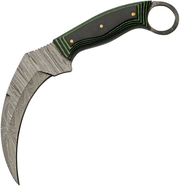 Damascus Tree Ridge Karambit 5" Damascus Steel Fixed Blade