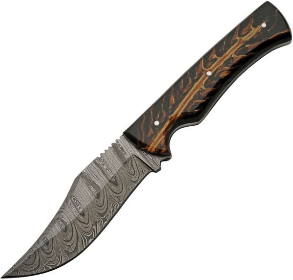 Damascus Great Pine Hunter - 4.25 inches Clip Point Blade