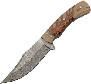 DM1328.jpg Damascus Pine Ranch Hunter 5" Damascus Steel Fixed Blade Knife