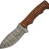 Damascus Golden Yellow Skinner Fixed Blade Knife 4.5" Damascus Steel