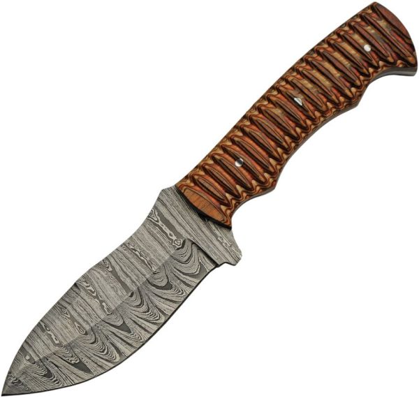 Damascus Golden Yellow Skinner Fixed Blade Knife 4.5" Damascus Steel