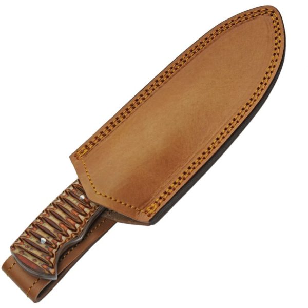 Damascus Golden Yellow Skinner Fixed Blade Knife 4.5" Damascus Steel