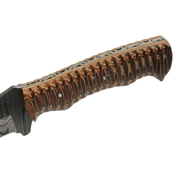 Damascus Golden Yellow Skinner Fixed Blade Knife 4.5" Damascus Steel