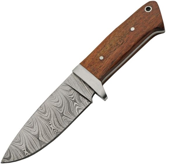 Damascus Hunter Wood DP 4" Damascus Steel Fixed Blade Knife