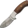 Damascus Hunter Fixed Blade - Brown Wood Full Tang